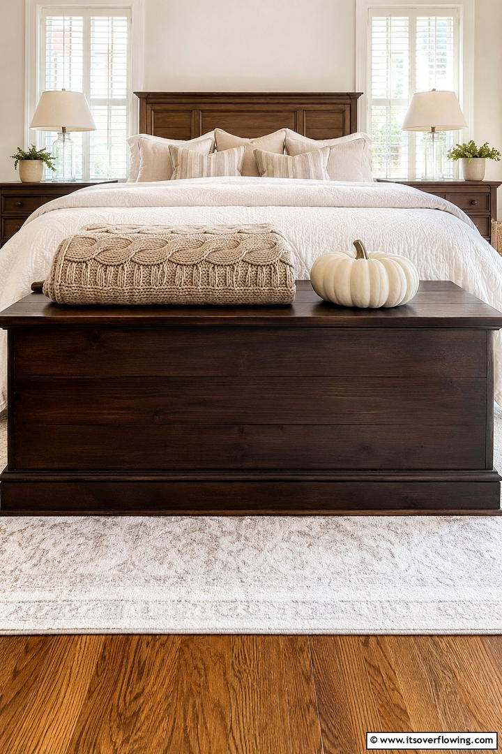 Bedroom Trunk Styling - 50 Minimalist Fall Decor Ideas to Upgrade Spaces Now