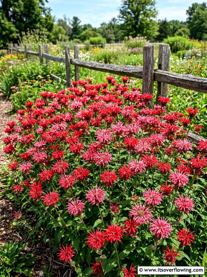Bee balm cluster - 25 creative garden ideas with hummingbird plants