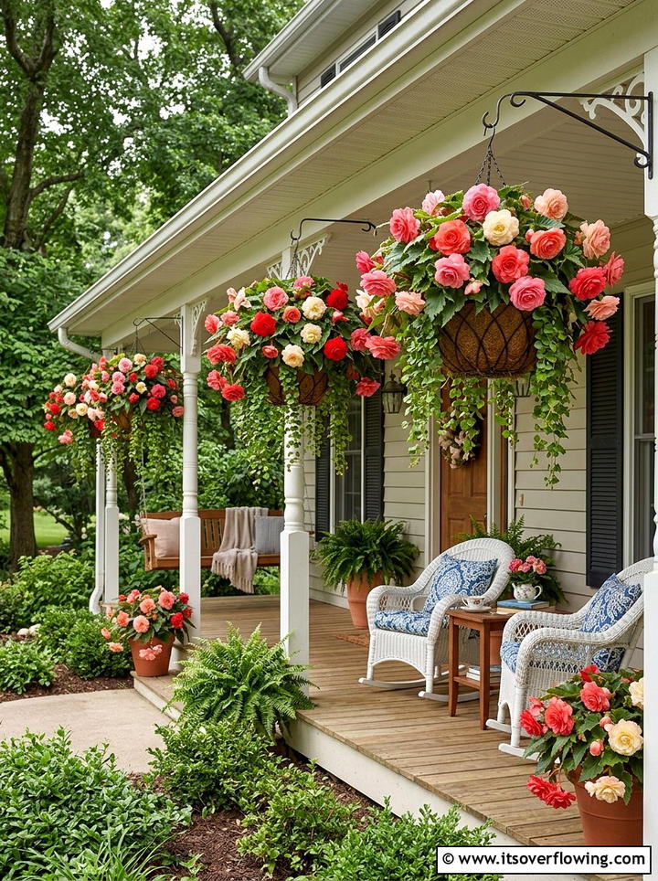 Begonia Front Porch Baskets - 25 front porch ideas with hanging baskets