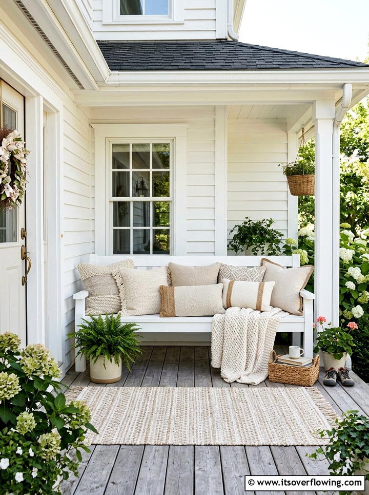 Beige Outdoor Pillows - 25 front porch decor ideas with neutral tones