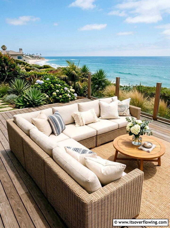 Beige Outdoor Sofa - 25 garden decor ideas with neutral tones