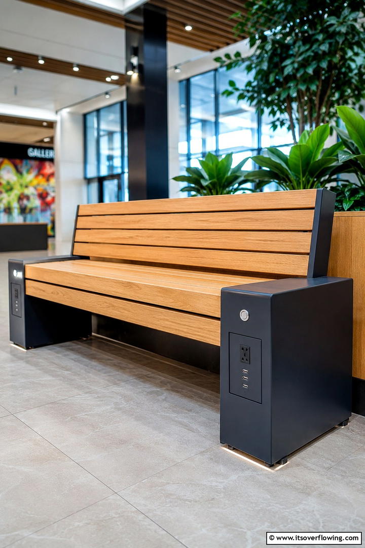 Bench with Built In Charging Station - 30 Functional Mudroom Bench Ideas for Organized Entryways
