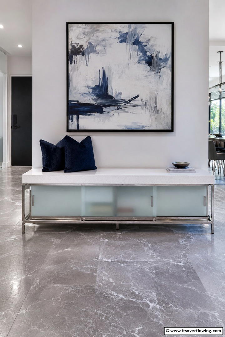 Bench with Glass Accents - 30 Functional Mudroom Bench Ideas for Organized Entryways