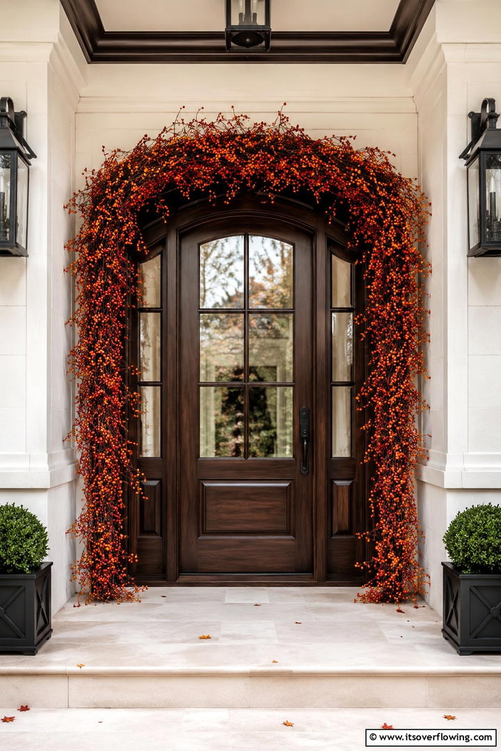 Berry Branch Door Garland - 50 Fall Front Door Decor Ideas Roundup- Curb Appeal