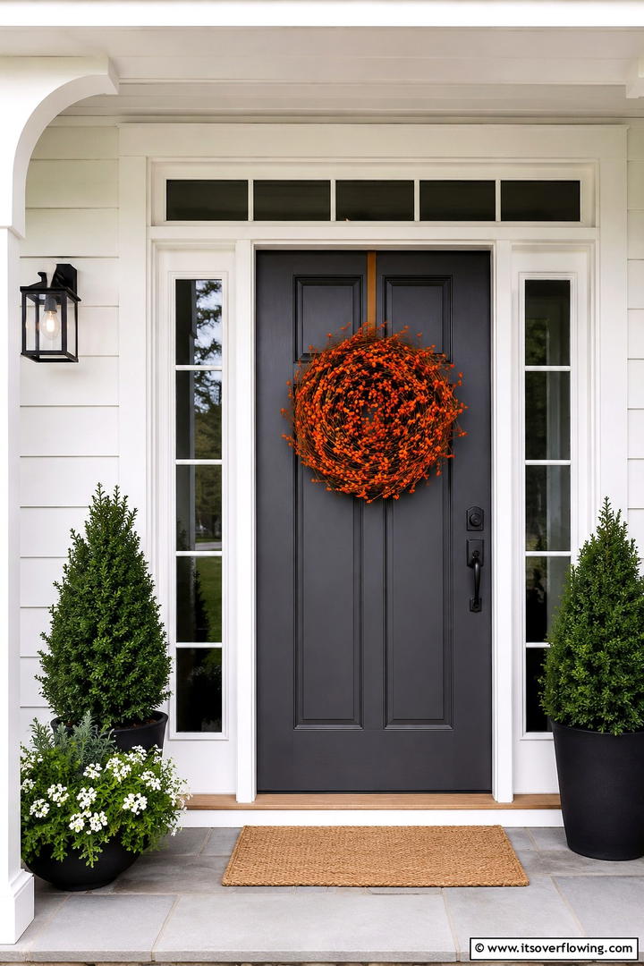 Berry and Twig Ball Accent - 50 Fall Front Door Decor Ideas Roundup- Curb Appeal