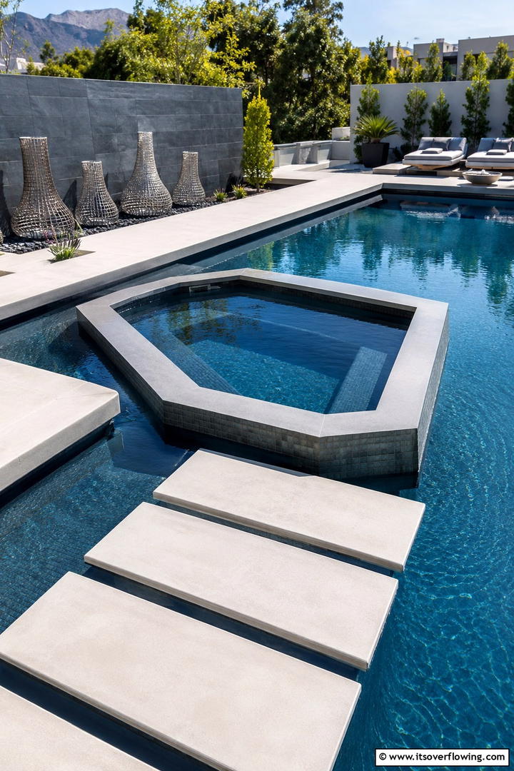Bespoke Water Retreat - 30 Rectangle Pool With Hot Tub Designs for Luxury Backyards
