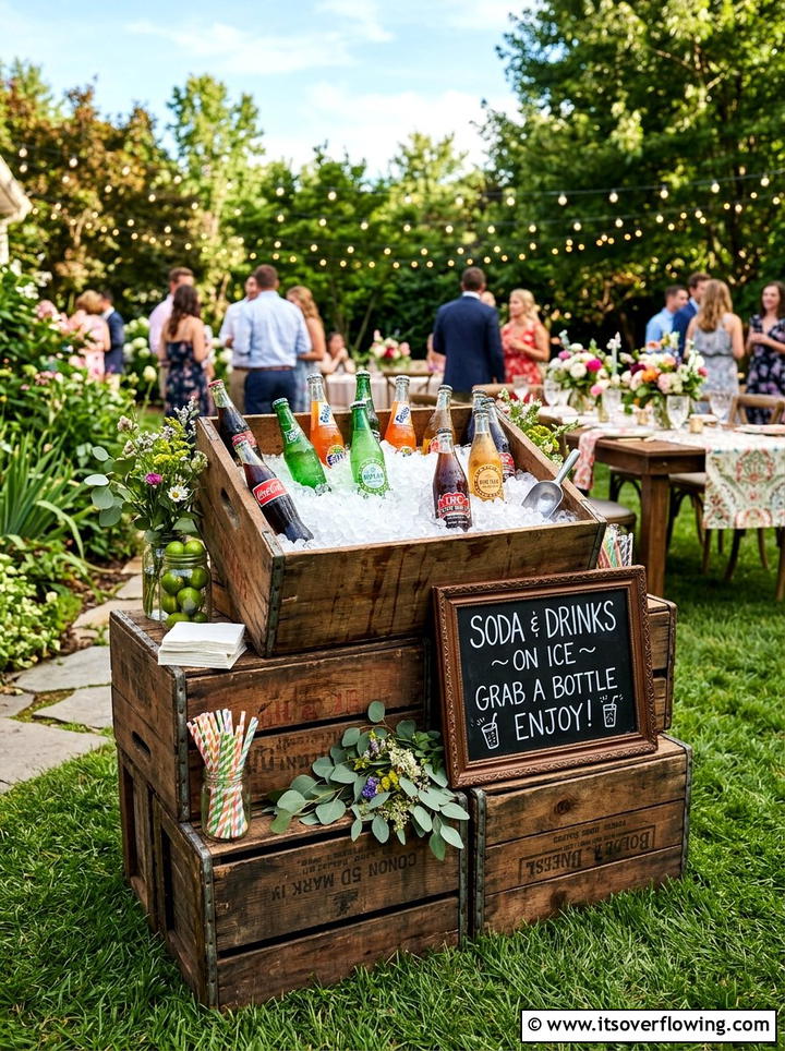 Beverage Station - 25 upcycled garden ideas with old crates