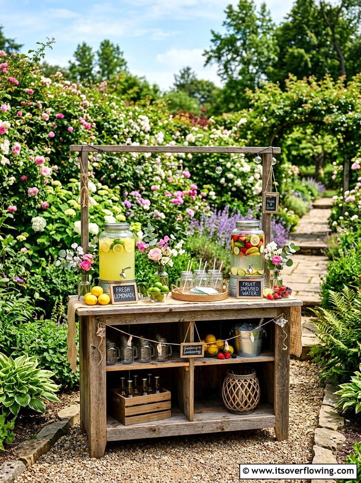 Beverage Station - 25 garden decor ideas for weddings