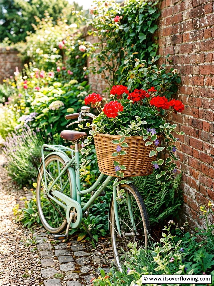 Bicycle Basket Planter - 25 recycled garden ideas with baskets