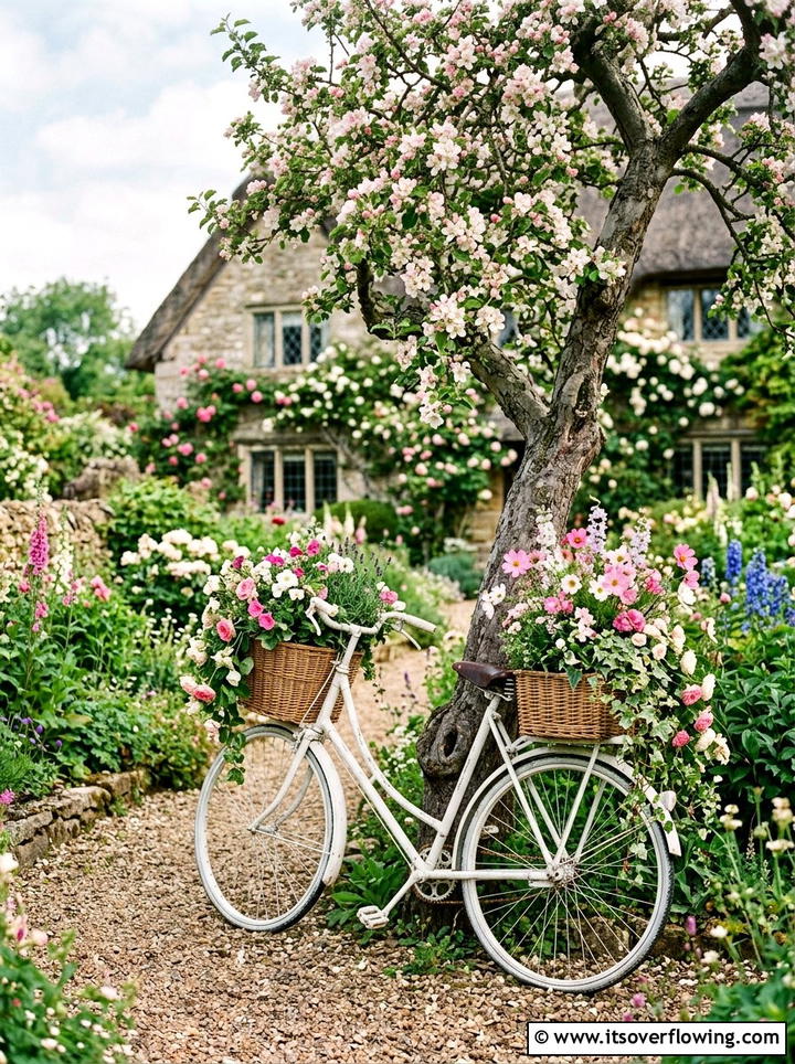Bicycle Basket Planter - 25 reusing old things ideas for container garden