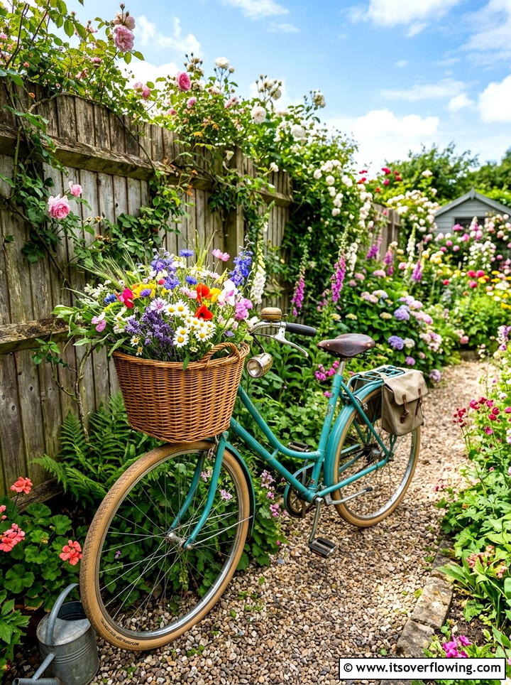 Bicycle Basket Planter - 25 recycled garden ideas for small spaces