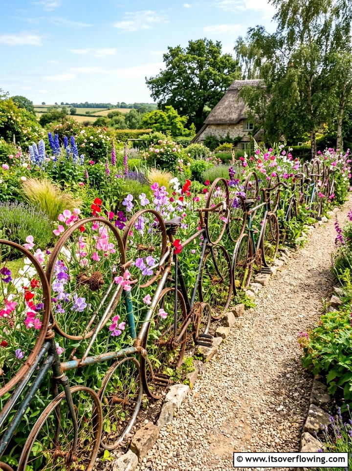 Bicycle Fence - 25 upcycled garden ideas with rustic style