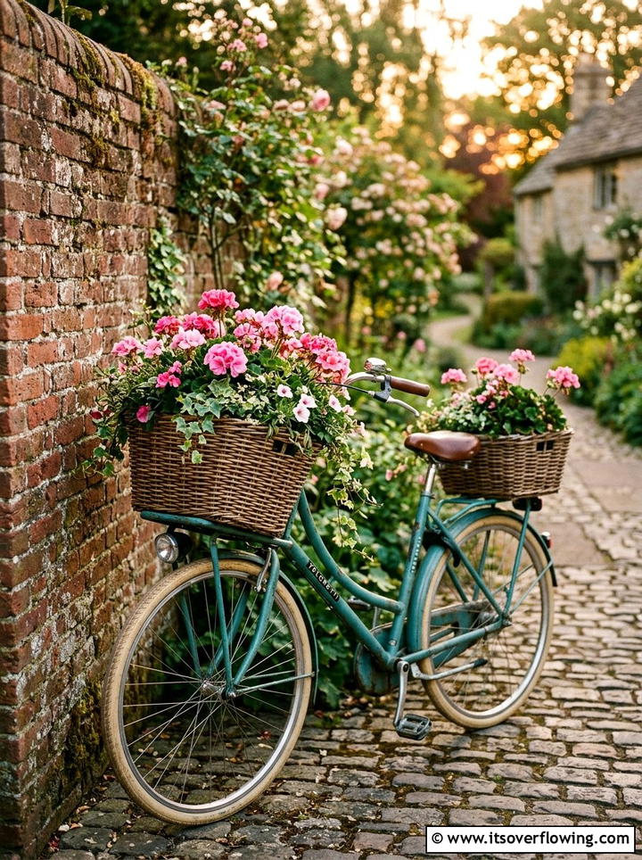 Bicycle Flower Basket - 25 upcycled garden ideas for schools
