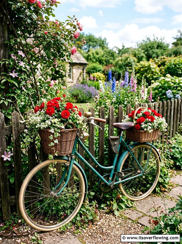 Bicycle Flower Basket - 25 recycled garden ideas for patio decor