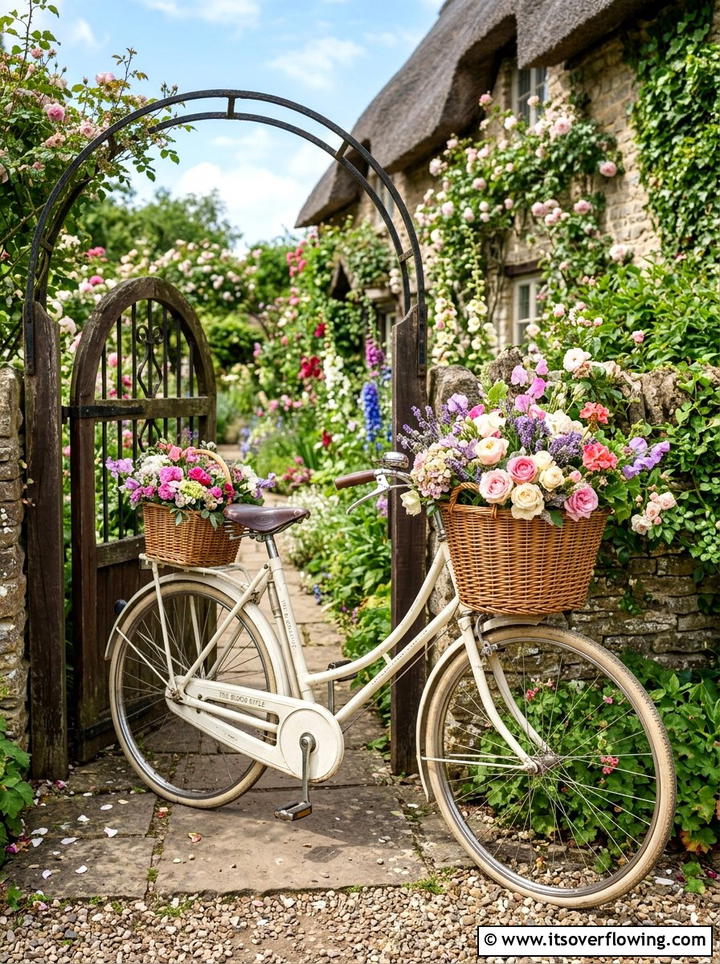 Bicycle Flower Display - 25 upcycled garden ideas for year round decor