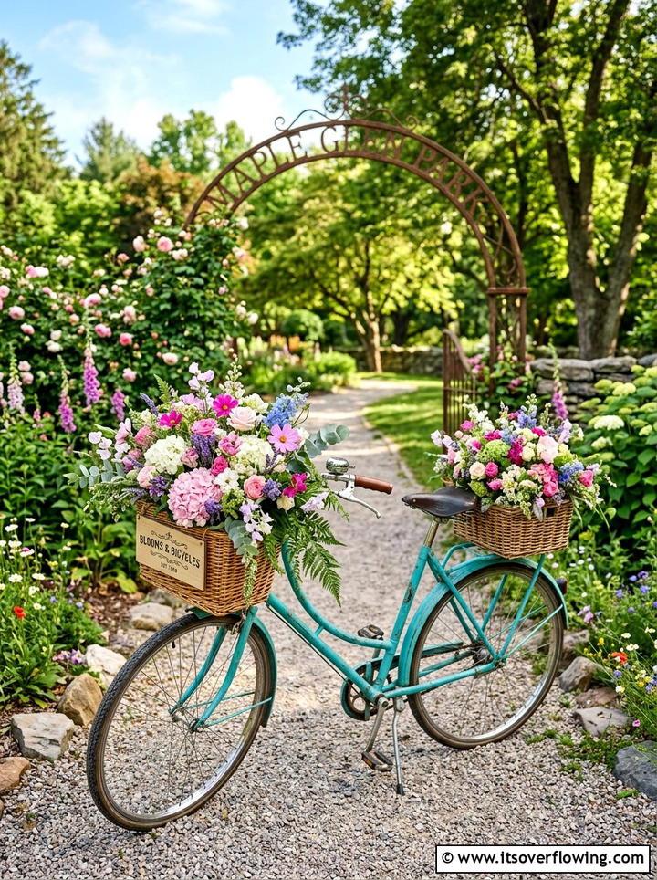 Bicycle Flower Display - 25 recycled garden ideas for community spaces