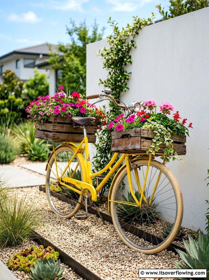 Bicycle Flower Planter - 25 upcycled garden ideas with modern style