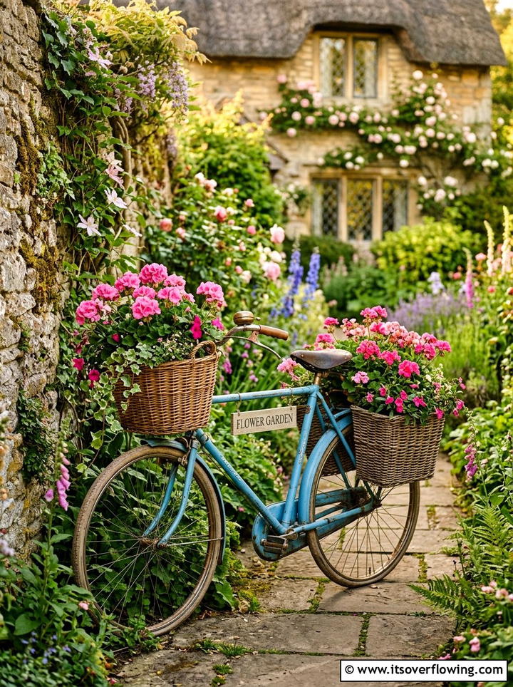 Bicycle Garden Planter - 25 reusing old things ideas for small garden