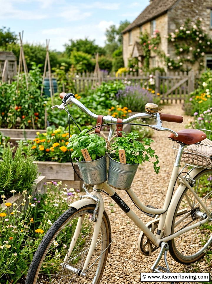 Bicycle Handlebar Planter - 25 upcycled garden ideas with old bicycles
