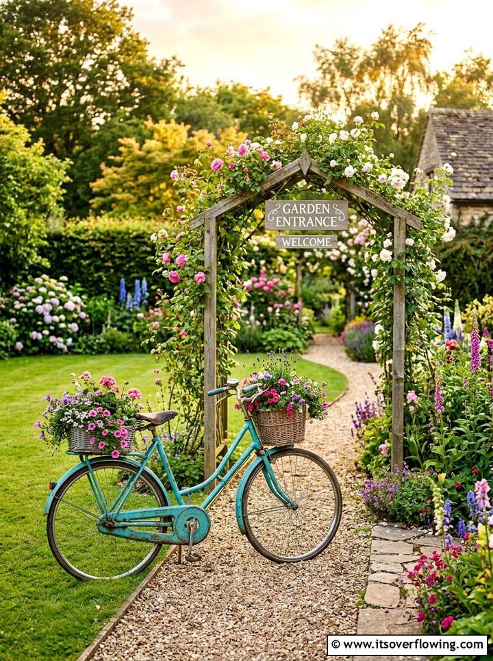 Bicycle Planter - 25 upcycled garden ideas for community gardens
