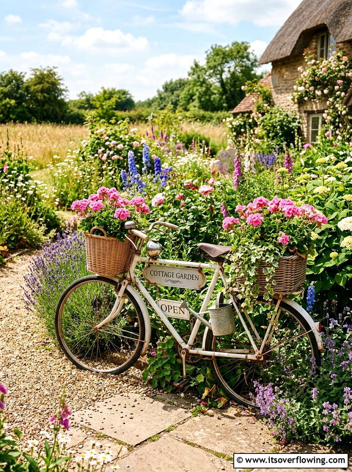 Bicycle flower display - 25 upcycled garden ideas diy