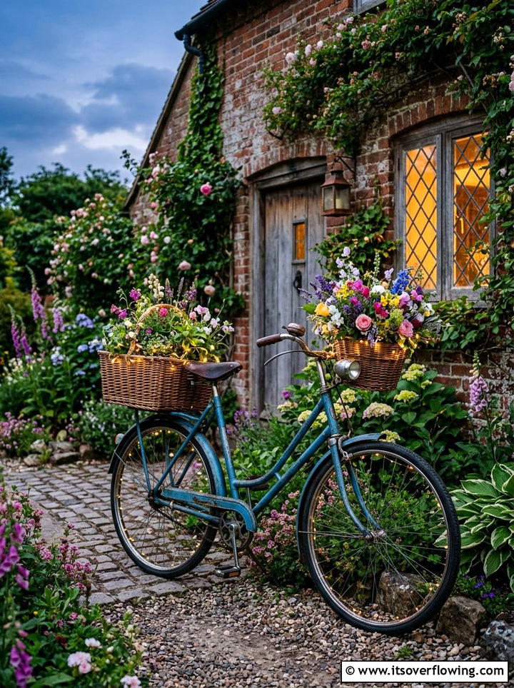 Bicycle garden planter lights - 25 garden decor ideas with fairy lights