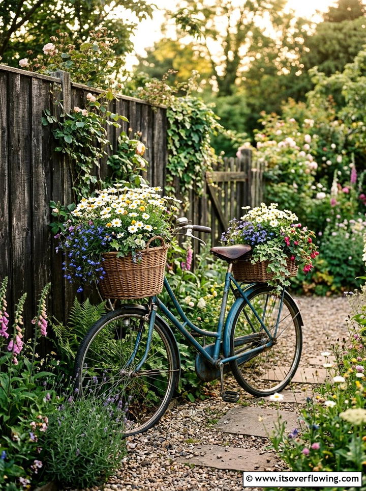 Bicycle planter - 25 upcycled garden ideas with boho style
