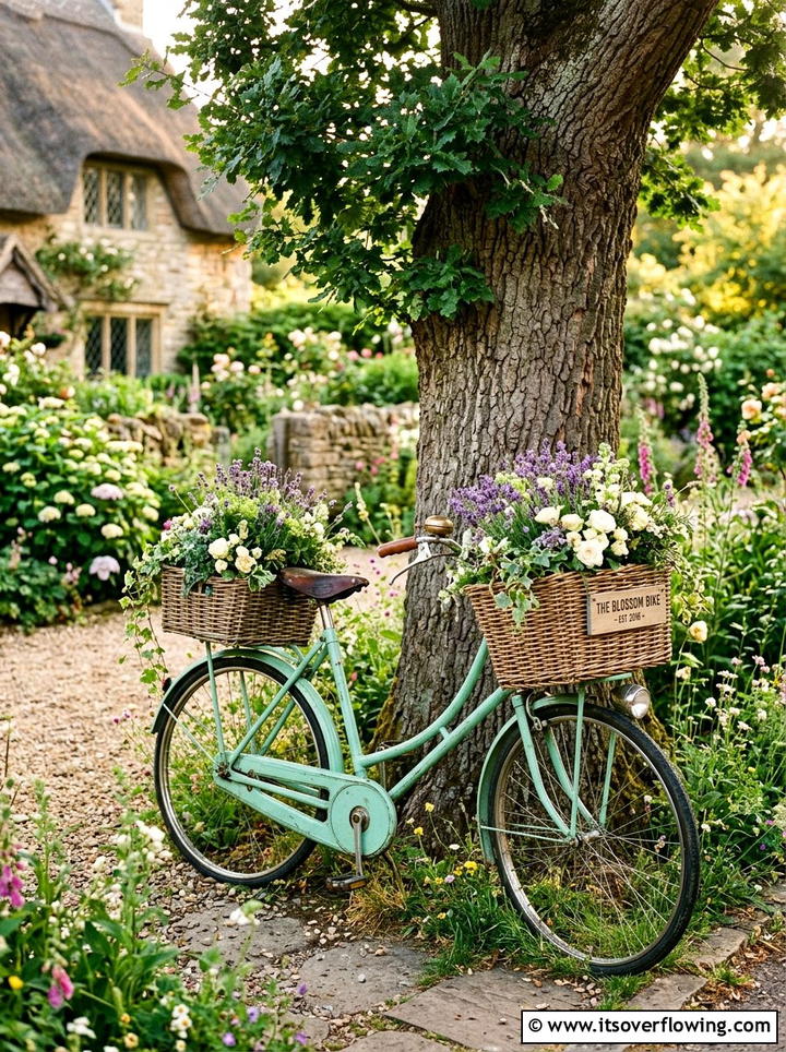 Bicycle planter - 25 cheap garden ideas with recycled materials