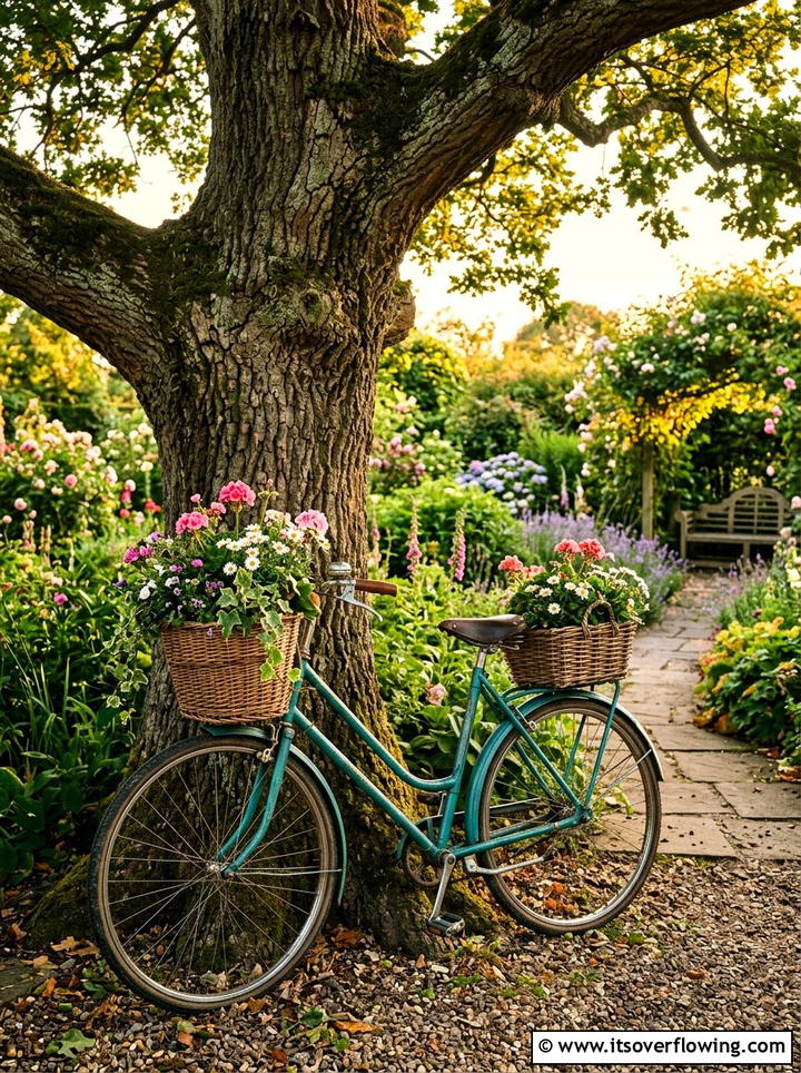 Bike Flower Display - 25 recycled garden ideas diy