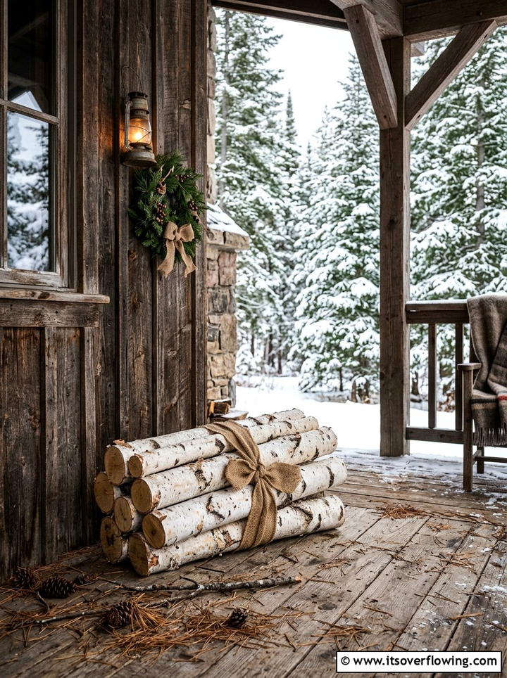Birch Log Bundle - 25 front porch decor ideas for winter