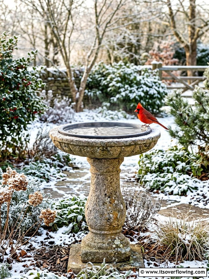 Bird Bath - 25 backyard ideas for winter ambiance