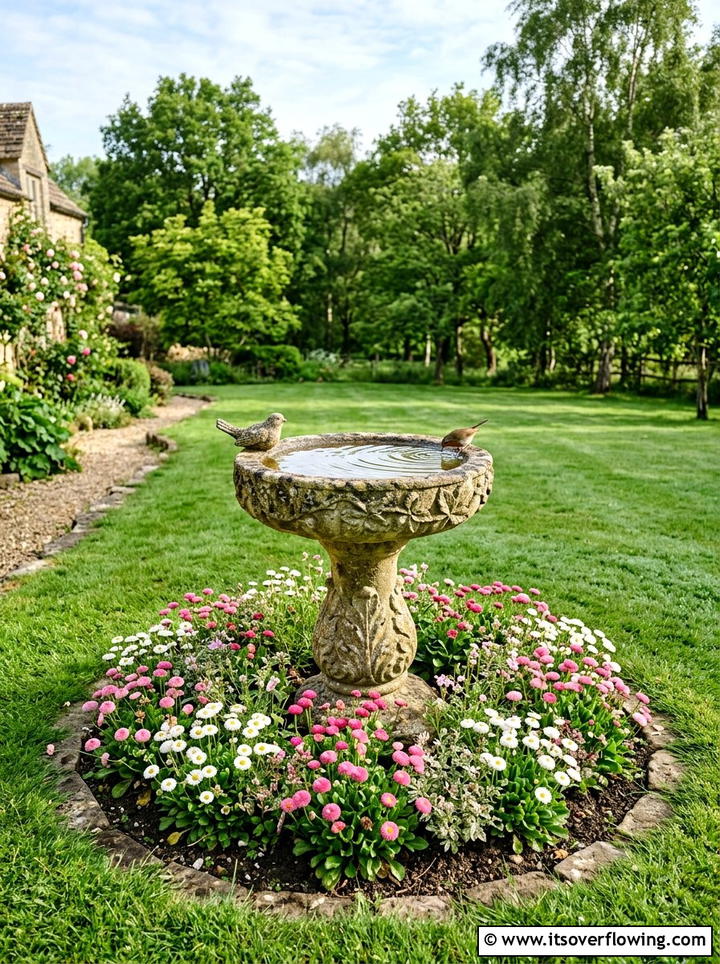 Bird Bath - 25 garden decor ideas for front yards