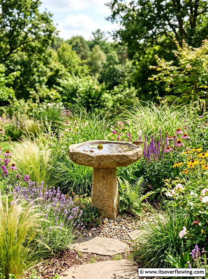 Bird Bath Feature - 25 garden ideas for dry climate