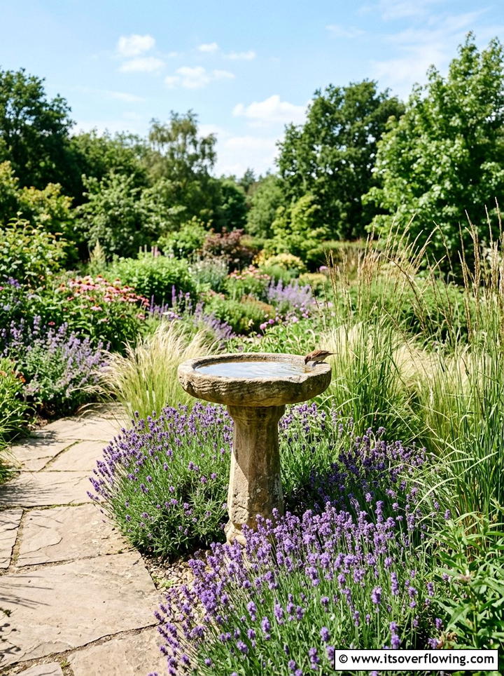 Bird Bath Focal Point - 25 small garden ideas on a budget