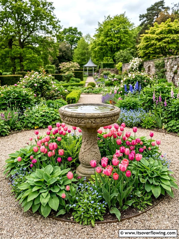 Bird Bath Focal Point - 25 garden ideas for spring