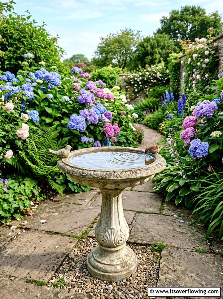 Bird Bath Focal Point - 25 garden ideas with weekend projects