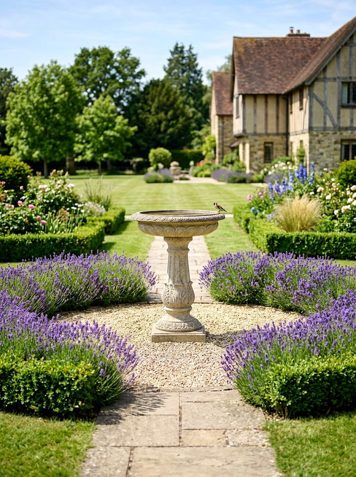 Bird Bath Focal Point - 25 backyard decorating ideas with bird baths