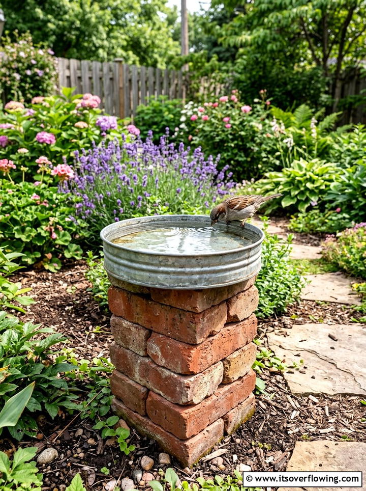 Bird Bath From Salvaged Items - 25 garden ideas with low cost materials