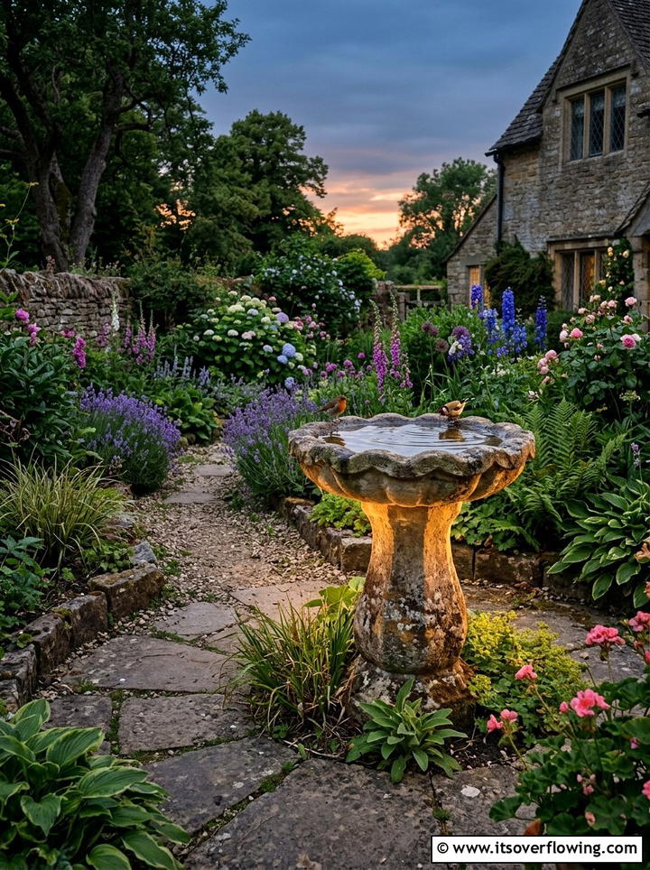Bird Bath Glowing Stone Base - 25 creative garden ideas with glow in the dark stones
