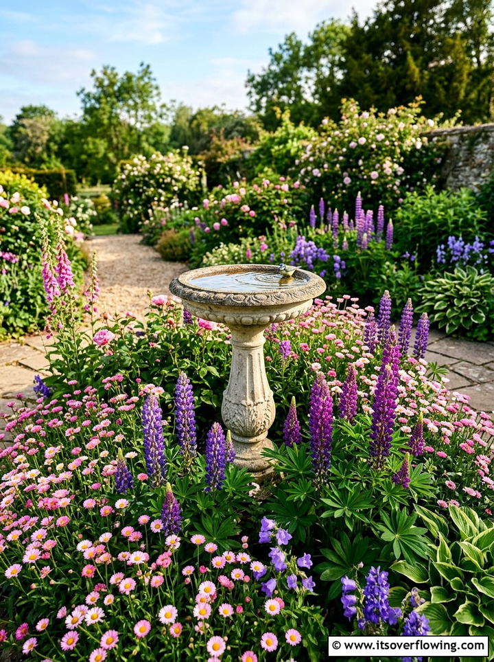 Bird Bath In Flower Bed - 25 garden ideas with bird baths