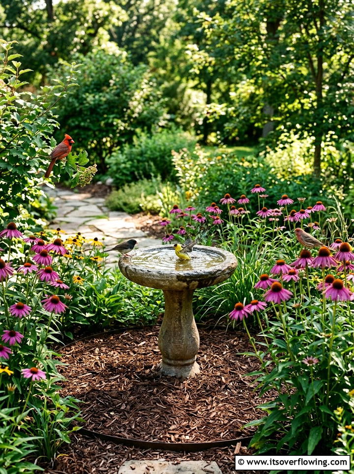 Bird Bath Mulch - 25 backyard ideas with mulch beds