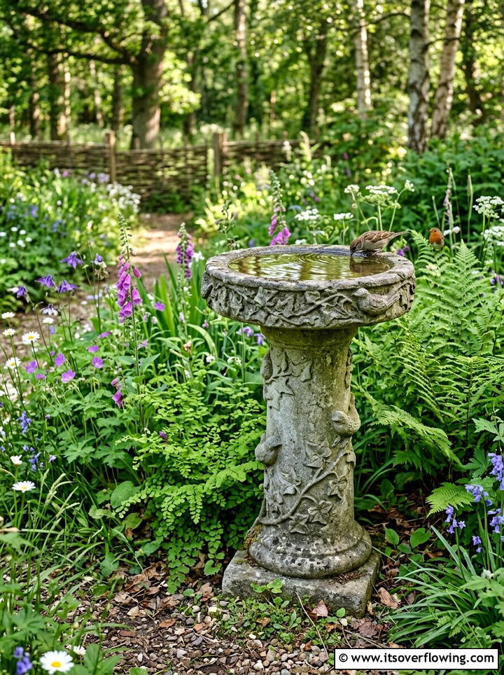 Bird Bath Pedestal - 25 garden decor ideas with summer decor