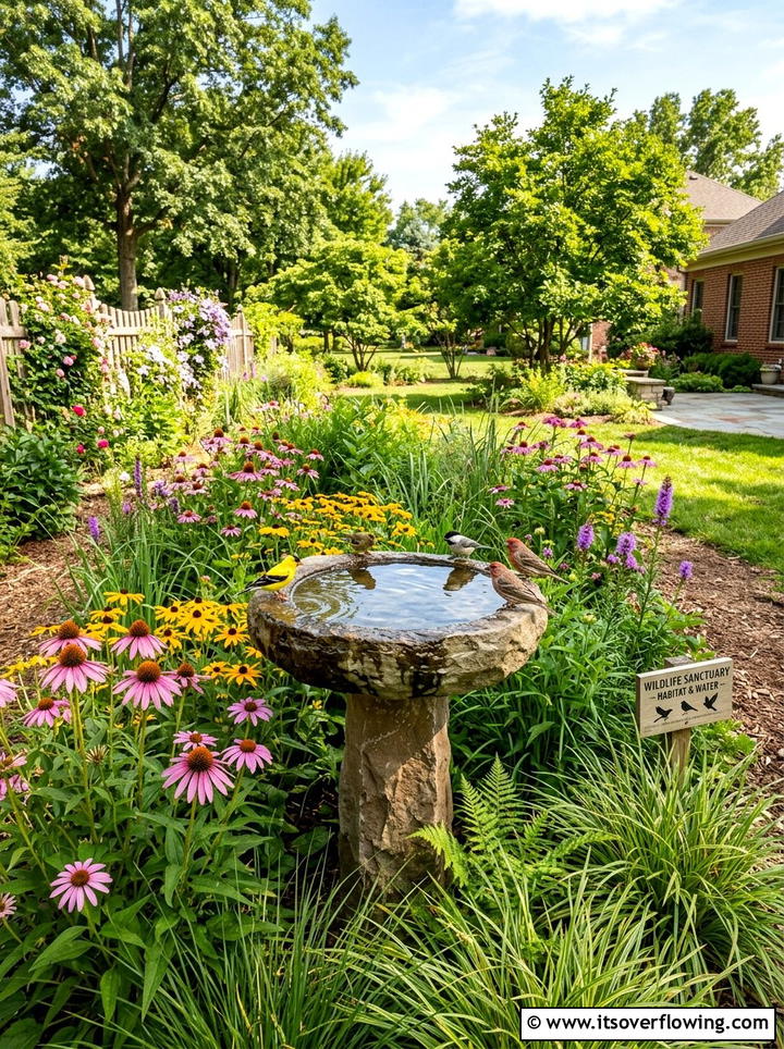 Bird Bath Rain Garden - 25 backyard ideas with rain garden