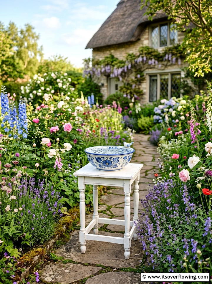 Bird Bath Stand - 25 upcycled garden ideas with old tables
