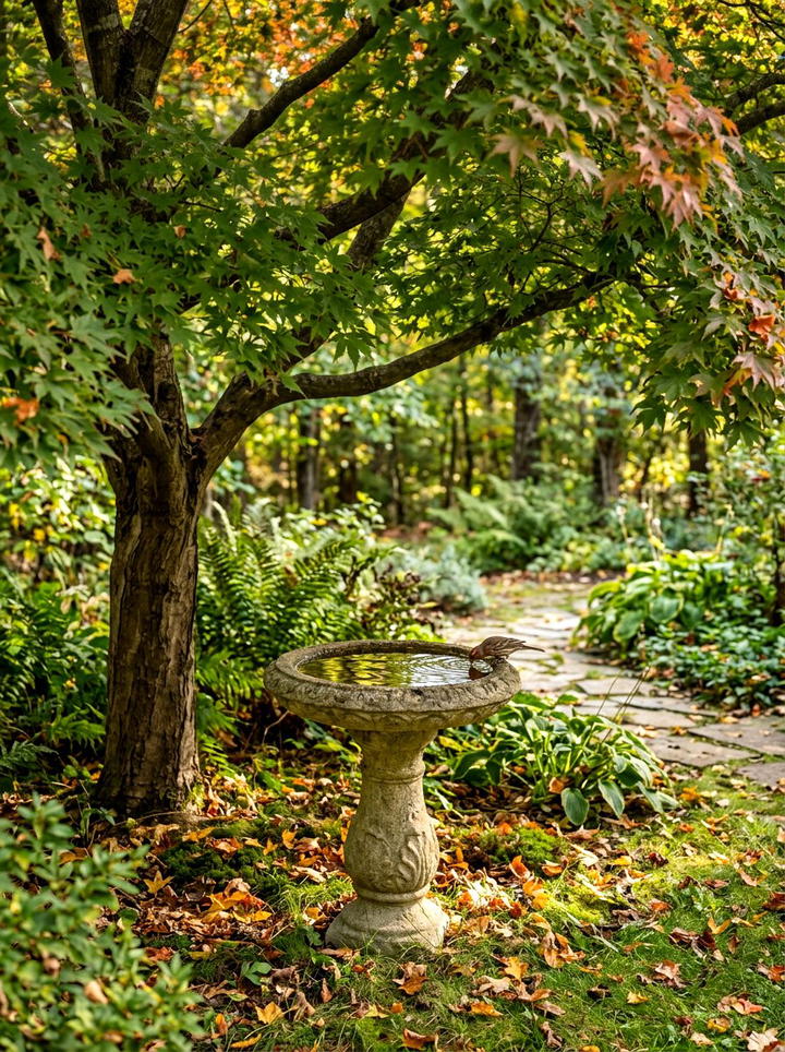 Bird Bath Under Tree - 25 backyard decorating ideas with bird baths