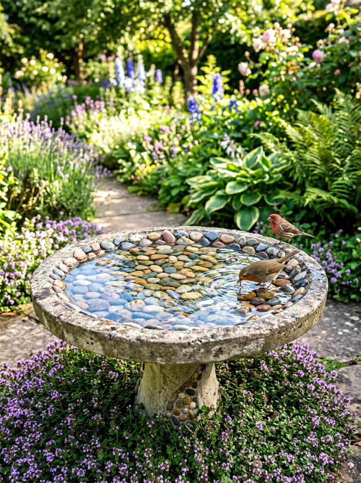 Bird Bath With Pebbles - 25 backyard decorating ideas with bird baths