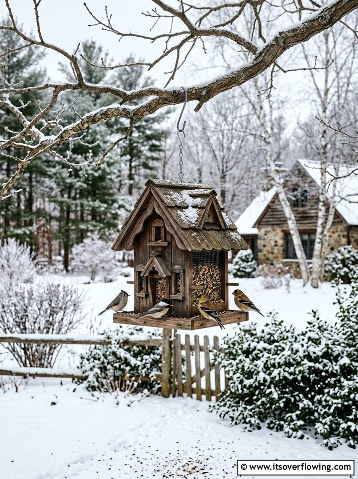 Bird Feeder - 25 garden decor ideas with winter decor
