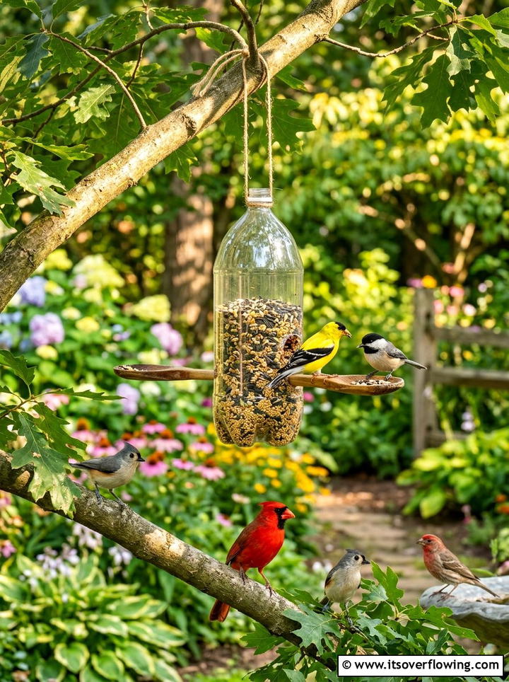 Bird Feeder - 25 upcycled garden ideas with plastic bottles