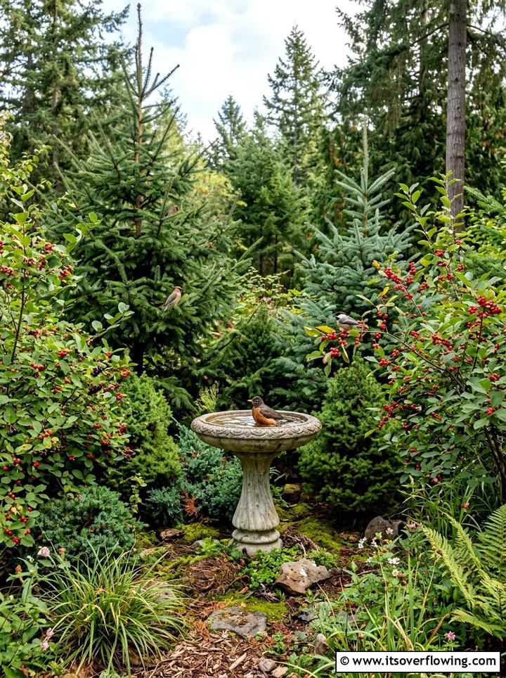 Bird Friendly Evergreen Habitat - 25 garden ideas with evergreens