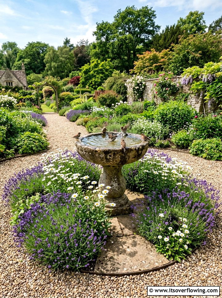 Bird bath - 25 garden decor ideas for cottage gardens